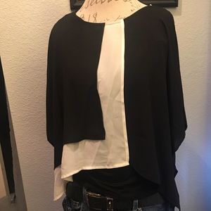Black and white chiffon top